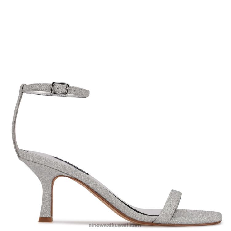 Nine West الصنادل ذات الكعب الناضج بريق الفضة VVL08593