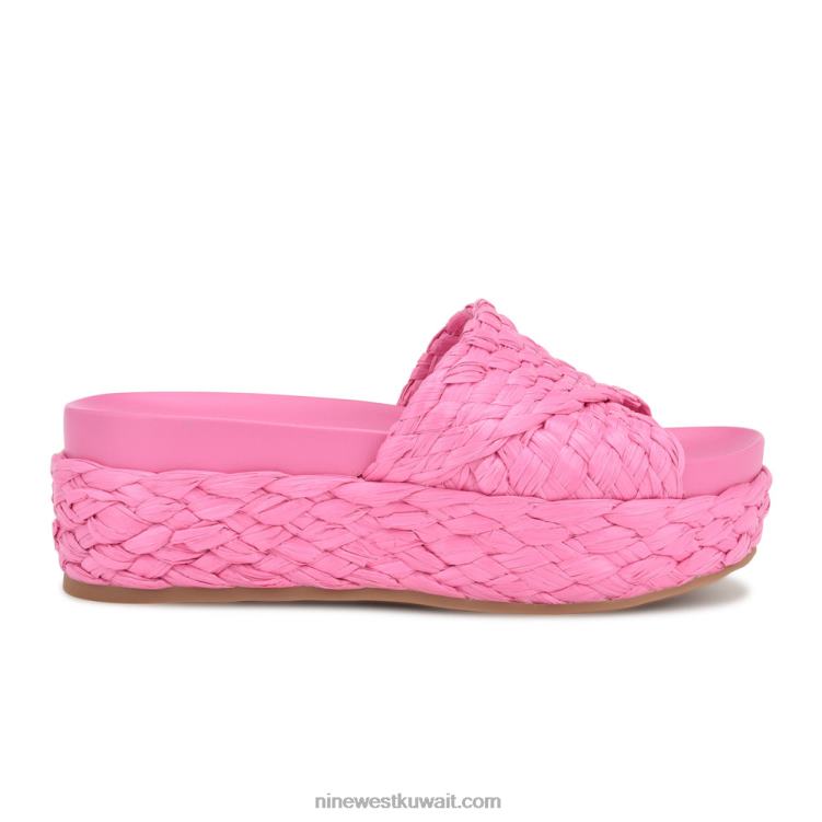 Nine West صندل كاني اسبادريل الرافيا الوردية VVL08646