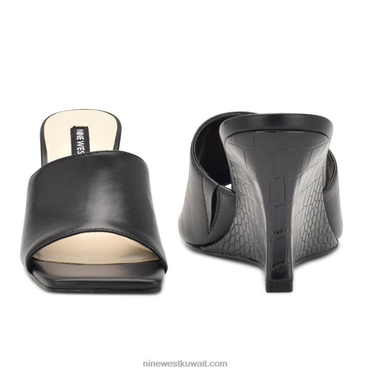 Nine West صندل منزلق إسفين روفاه أسود VVL08683