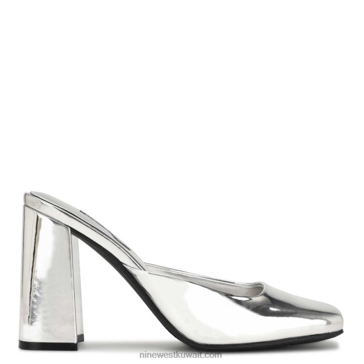 Nine West الشرائح بكعب يوغي مرآة فضية معدنية VVL08690