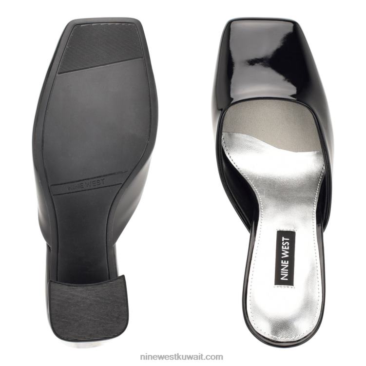 Nine West الشرائح بكعب يوغي أسود براءة اختراع VVL08691