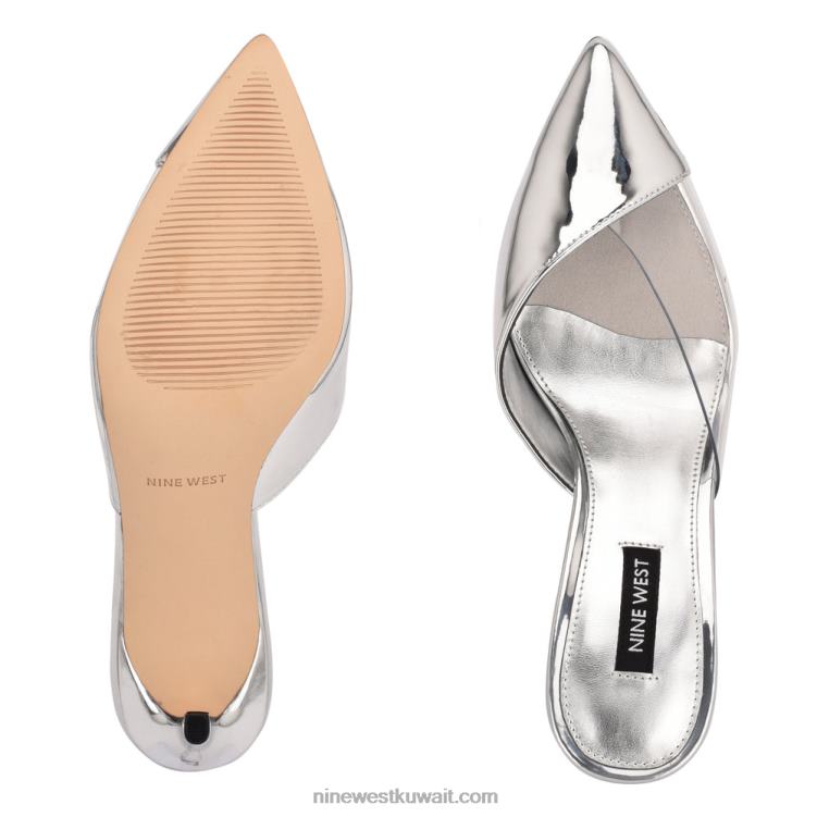 Nine West الشرائح بكعب إليا فضي / شفاف VVL08693