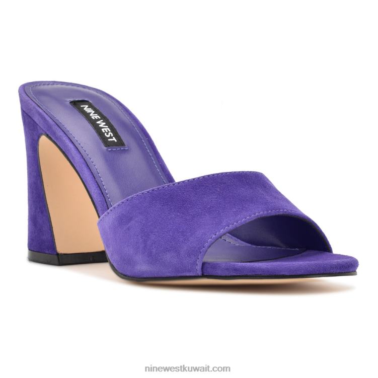 Nine West صندل منزلق بكعب جلد الغزال الأرجواني VVL08699