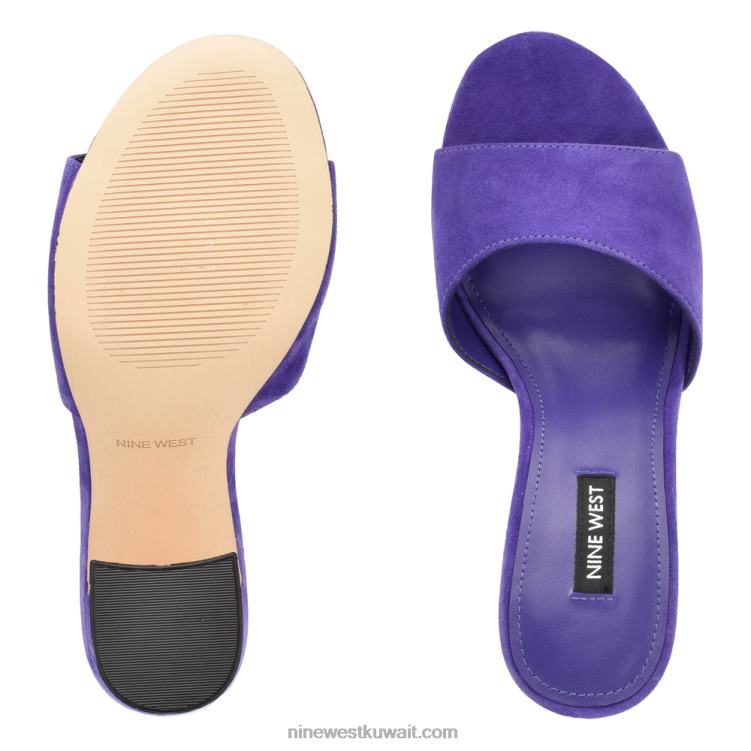 Nine West صندل منزلق بكعب جلد الغزال الأرجواني VVL08699