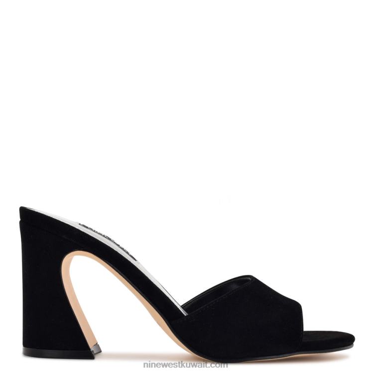 Nine West صندل منزلق بكعب جلد الغزال الأسود VVL08700