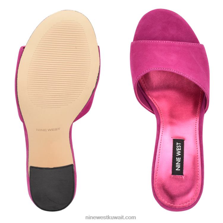 Nine West صندل منزلق بكعب جلد الغزال الوردي VVL08701