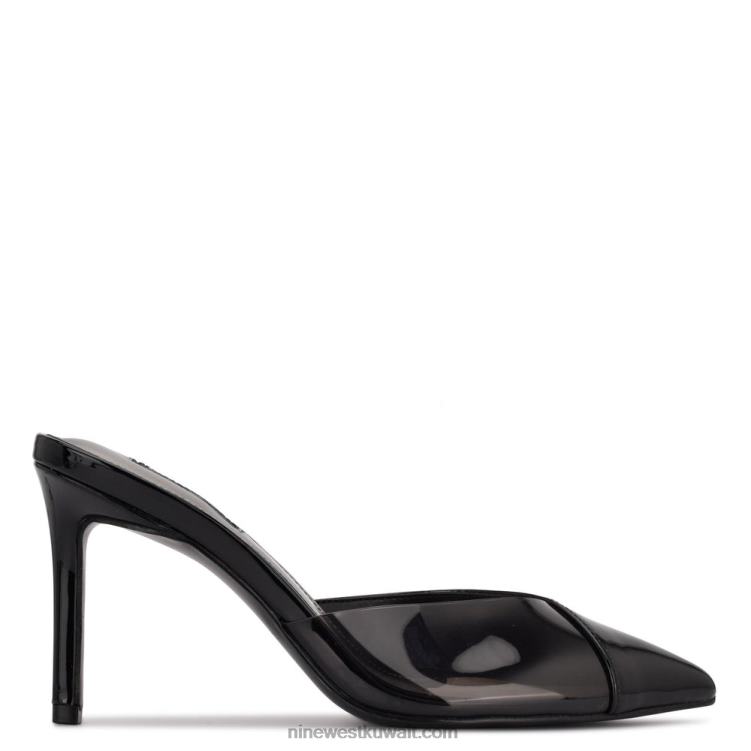 Nine West الشرائح بكعب إليا براءة اختراع سوداء / دخان VVL08707