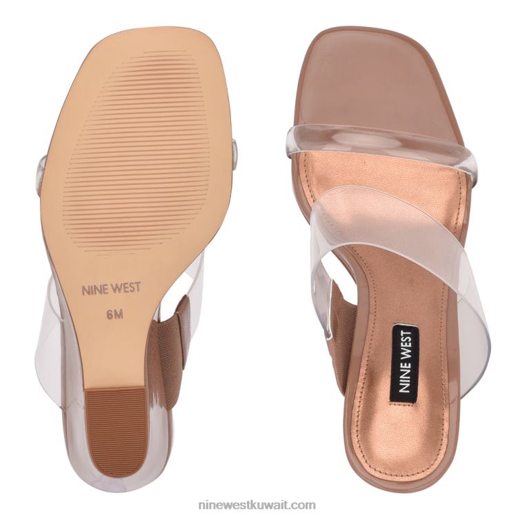 Nine West صندل ناتس ويدج واضح / طين VVL08730