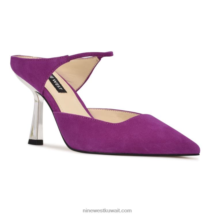 Nine West البغال ماديس جلد الغزال الأرجواني VVL08733