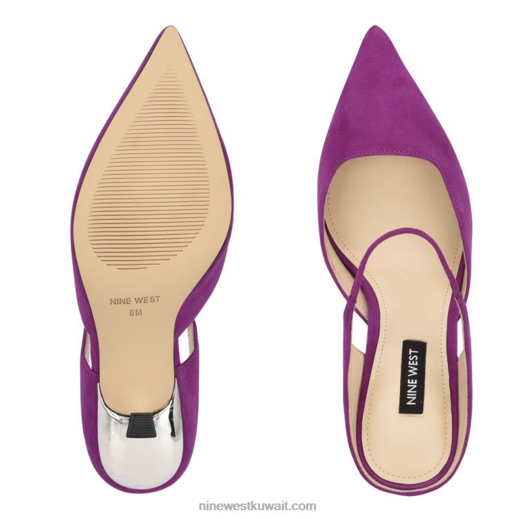 Nine West البغال ماديس جلد الغزال الأرجواني VVL08733