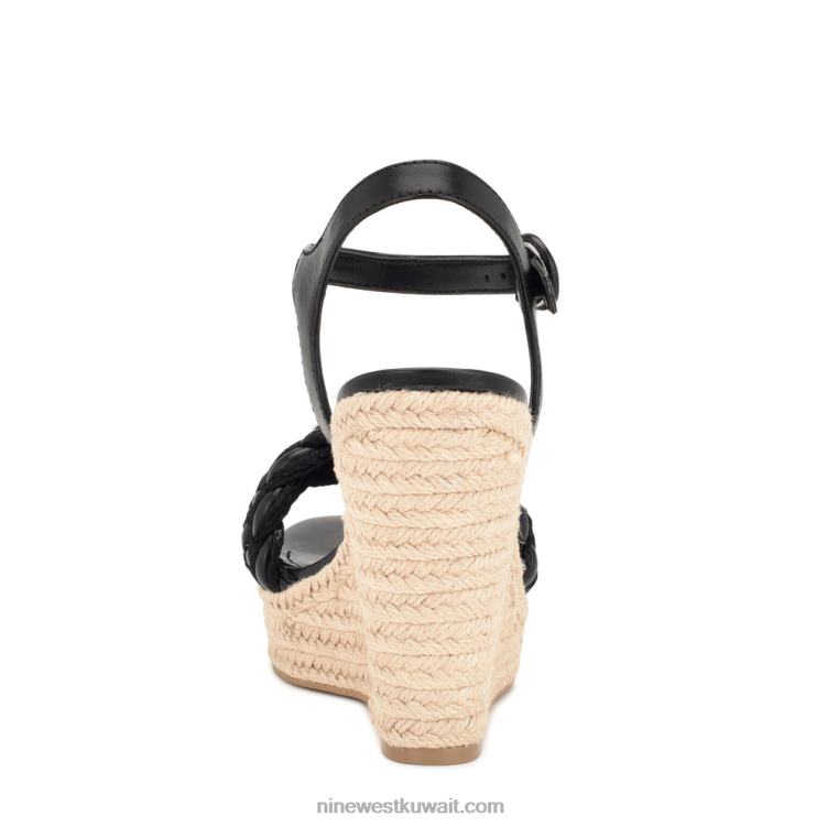 Nine West صندل هوسانا إسبادريل بكعب عريض أسود VVL08746