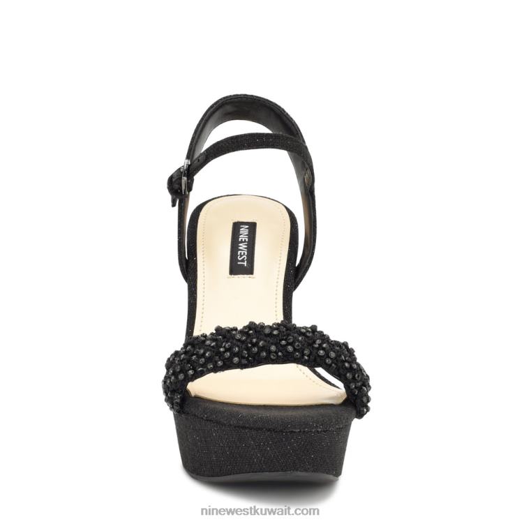 Nine West الصنادل إسفين هالورا أسود VVL08758
