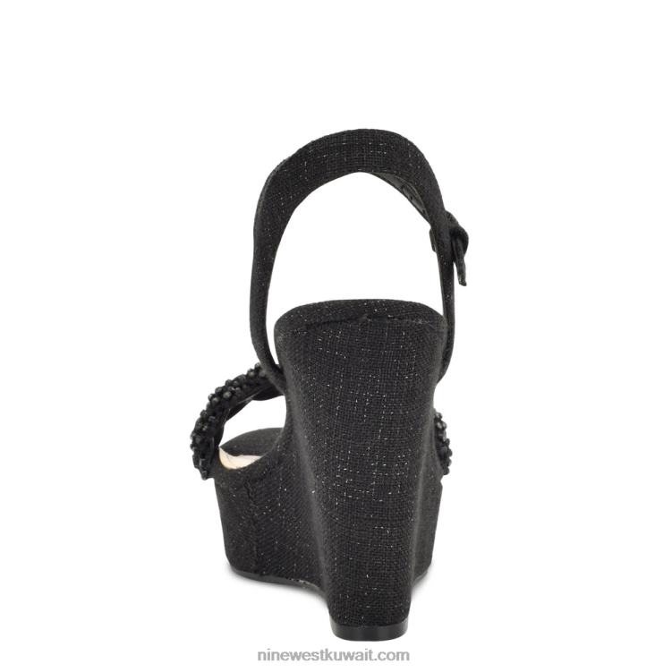 Nine West الصنادل إسفين هالورا أسود VVL08758