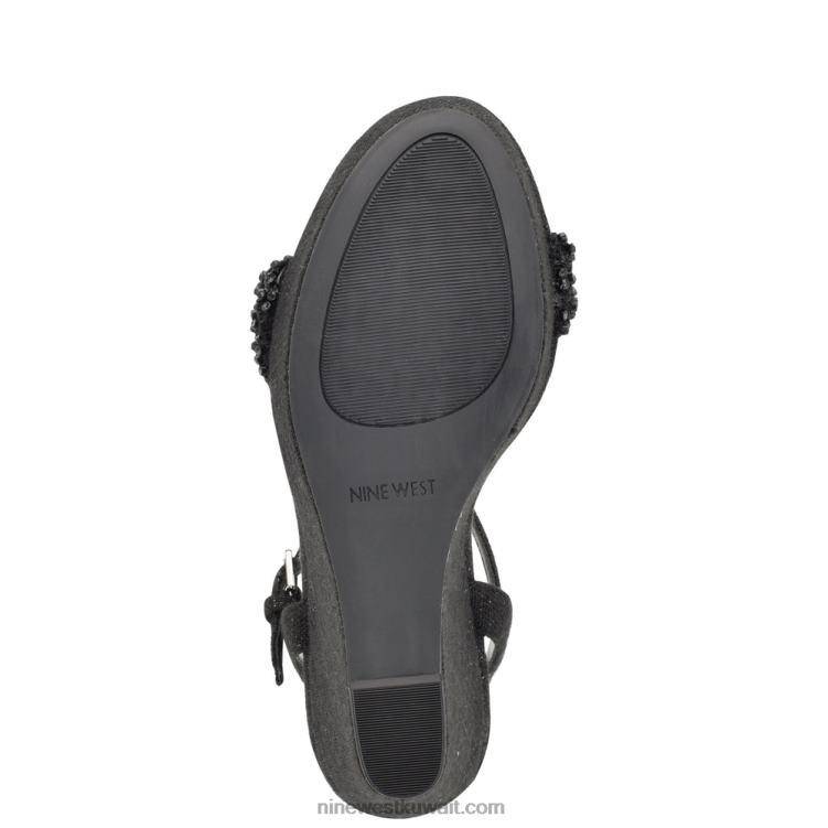 Nine West الصنادل إسفين هالورا أسود VVL08758