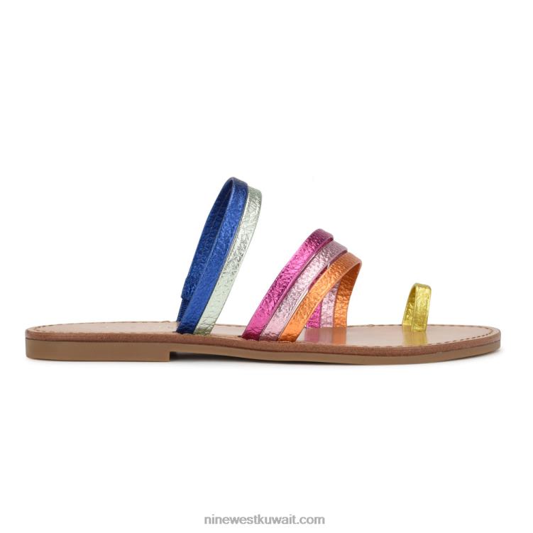 Nine West صندل منزلق مسطح بحلقة إصبع القدم متعدد المعادن VVL08802
