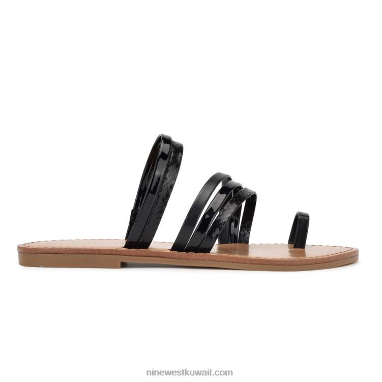 Nine West صندل منزلق مسطح بحلقة إصبع القدم أسود VVL08803