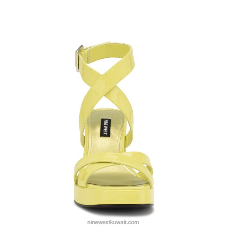 Nine West معالجة الصنادل منصة حزام الكاحل براءة اختراع صفراء VVL08827