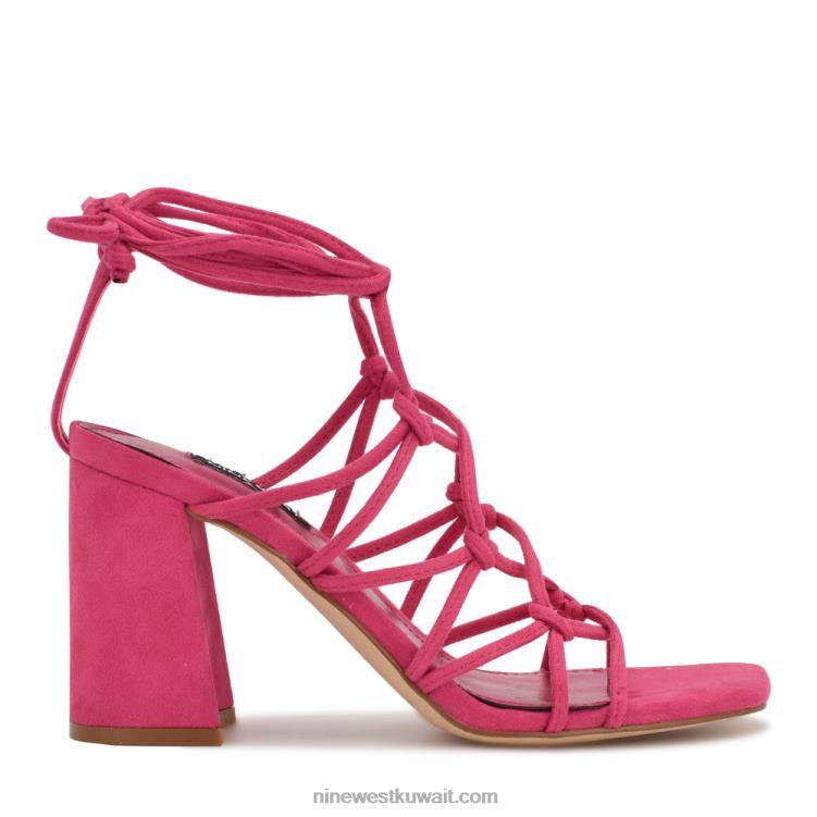 Nine West صندل ملفوف حول الكاحل جلد الغزال الوردي VVL08838