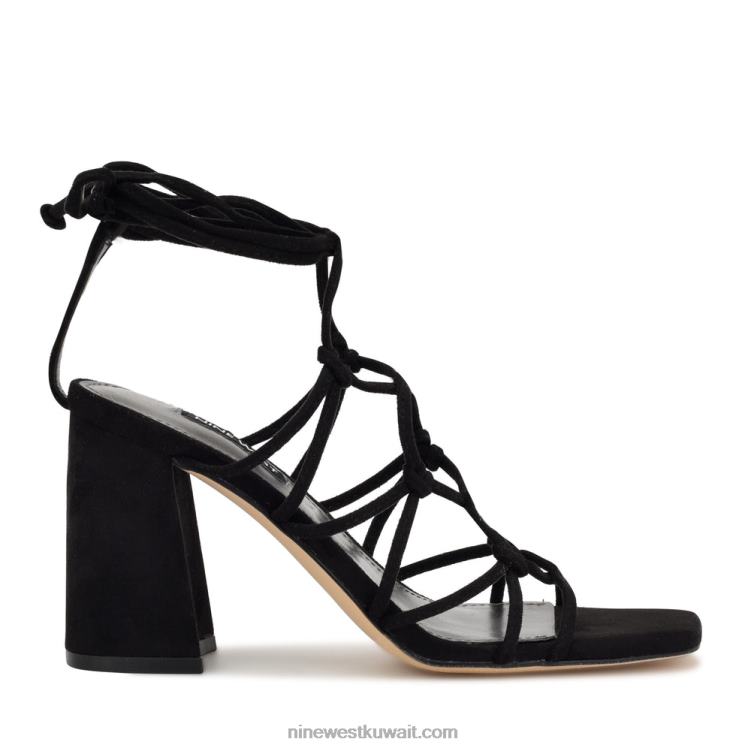 Nine West صندل ملفوف حول الكاحل جلد الغزال الأسود VVL08839