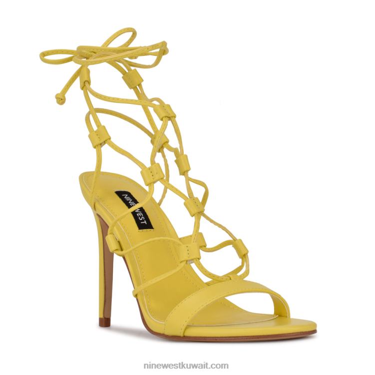 Nine West مزيج الصنادل التفاف الكاحل أصفر جديد VVL08855