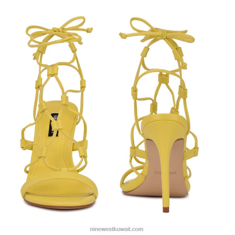 Nine West مزيج الصنادل التفاف الكاحل أصفر جديد VVL08855