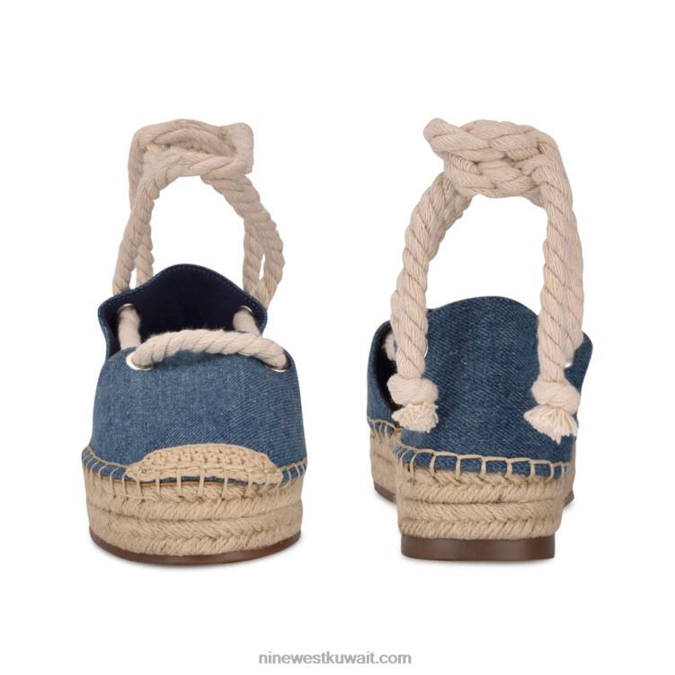 Nine West حذاء إسبادريل ملفوف إلى الكاحل قماش الدنيم الأزرق VVL08875