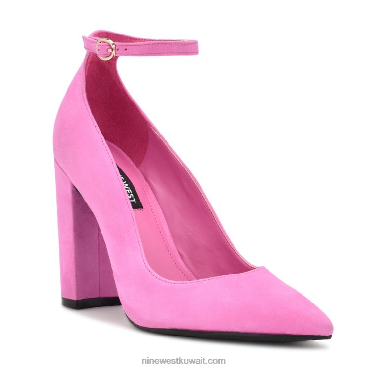 Nine West مضخات بحزام الكاحل مشرق الجلد المدبوغ الوردي VVL08892