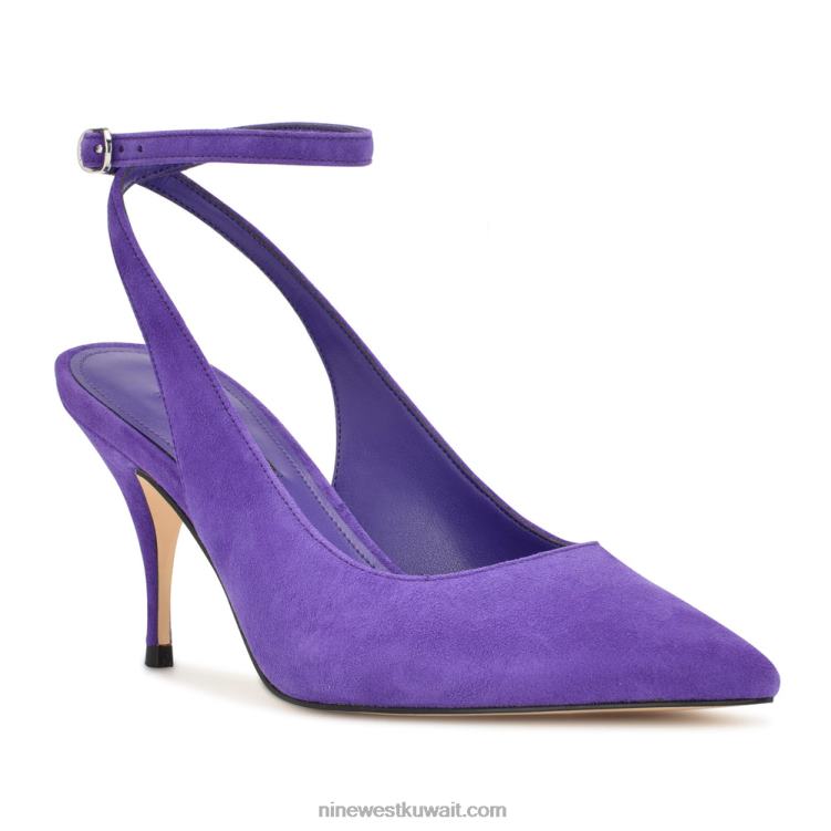 Nine West حذاء بوكا برباط للكاحل جلد الغزال الأرجواني VVL08907