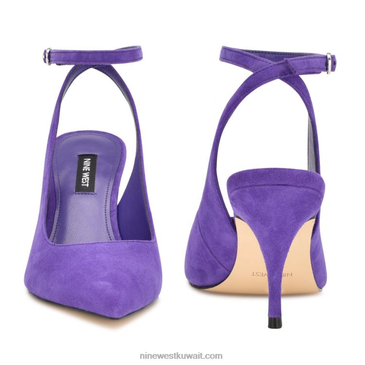 Nine West حذاء بوكا برباط للكاحل جلد الغزال الأرجواني VVL08907