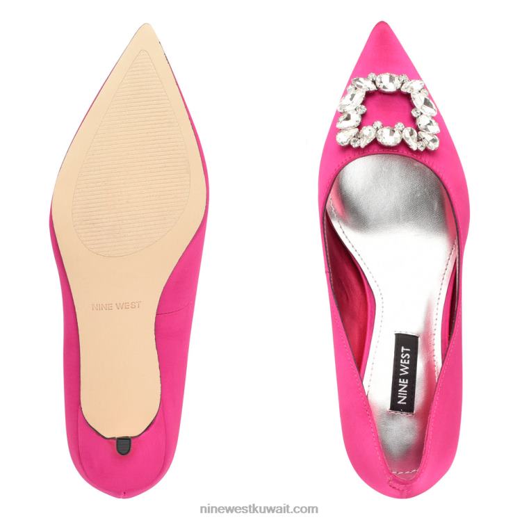 Nine West مضخات أفولون بمقدمة مدببة الكريستال الساتان الوردي VVL08909