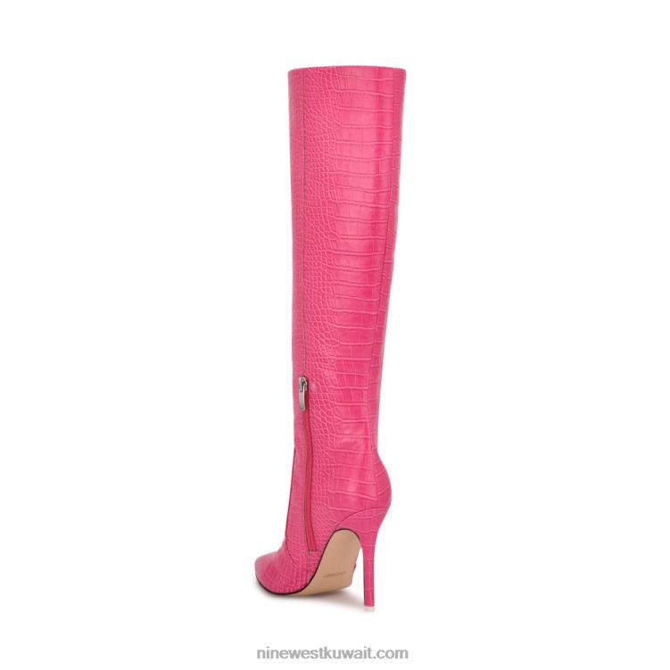 Nine West تالر أحذية بكعب التمساح الوردي منقوش VVL08913