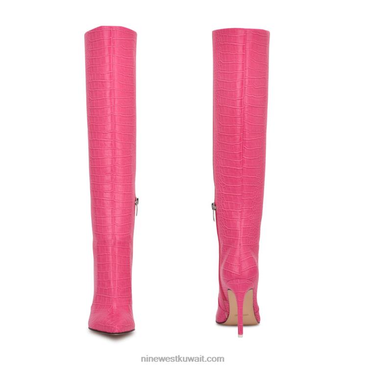 Nine West تالر أحذية بكعب التمساح الوردي منقوش VVL08913