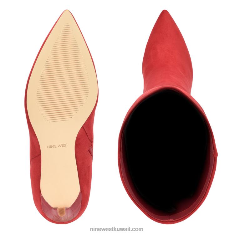 Nine West أحذية بكعب غني جلد الغزال الأحمر VVL08928