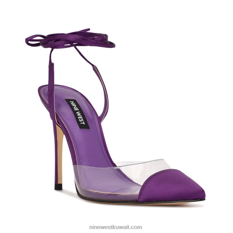 Nine West أضخم مضخات لف الكاحل أرجواني / واضح VVL08936