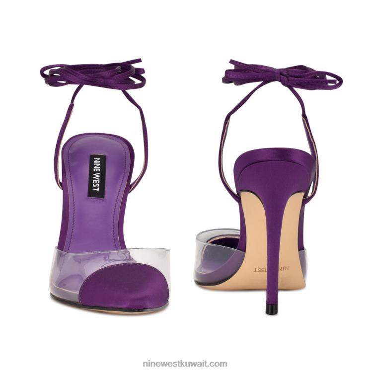 Nine West أضخم مضخات لف الكاحل أرجواني / واضح VVL08936