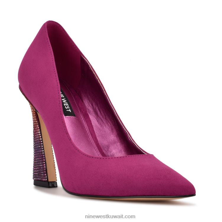 Nine West حذاء تريندز بمقدمة مدببة جلد الغزال الوردي / حجر الراين VVL08946