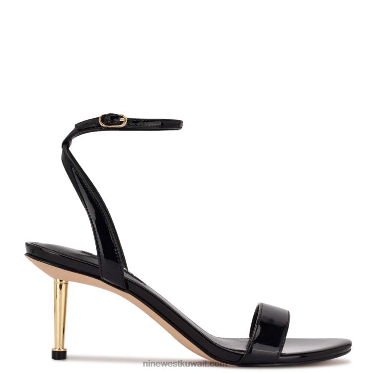 Nine West anny صندل بكعب رباط الكاحل أسود براءة اختراع VVL081866