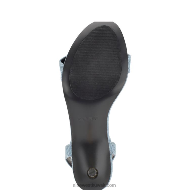 Nine West anny صندل بكعب رباط الكاحل قماش الدنيم الأزرق VVL08206