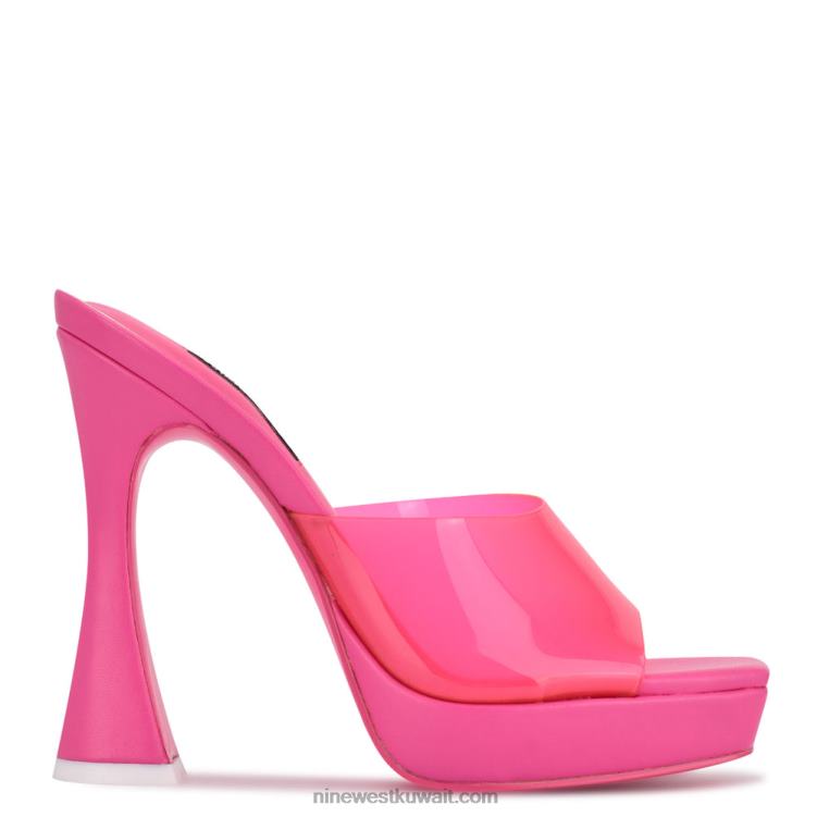 Nine West ansel منصة صندل منزلق النيون الوردي VVL08560