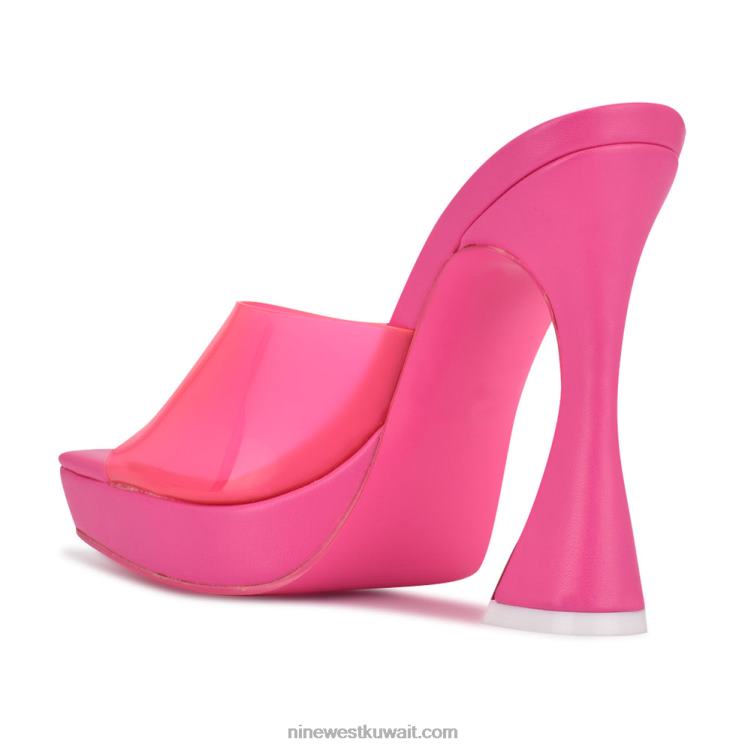 Nine West ansel منصة صندل منزلق النيون الوردي VVL08560