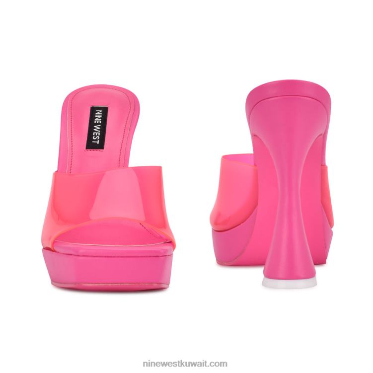 Nine West ansel منصة صندل منزلق النيون الوردي VVL08560