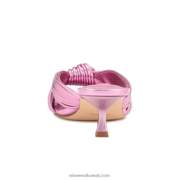 Nine West صندل منزلق بكعب من dafidil معدني وردي VVL081731