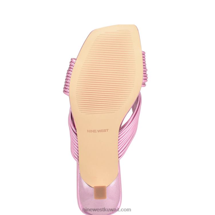 Nine West صندل منزلق بكعب من dafidil معدني وردي VVL081731