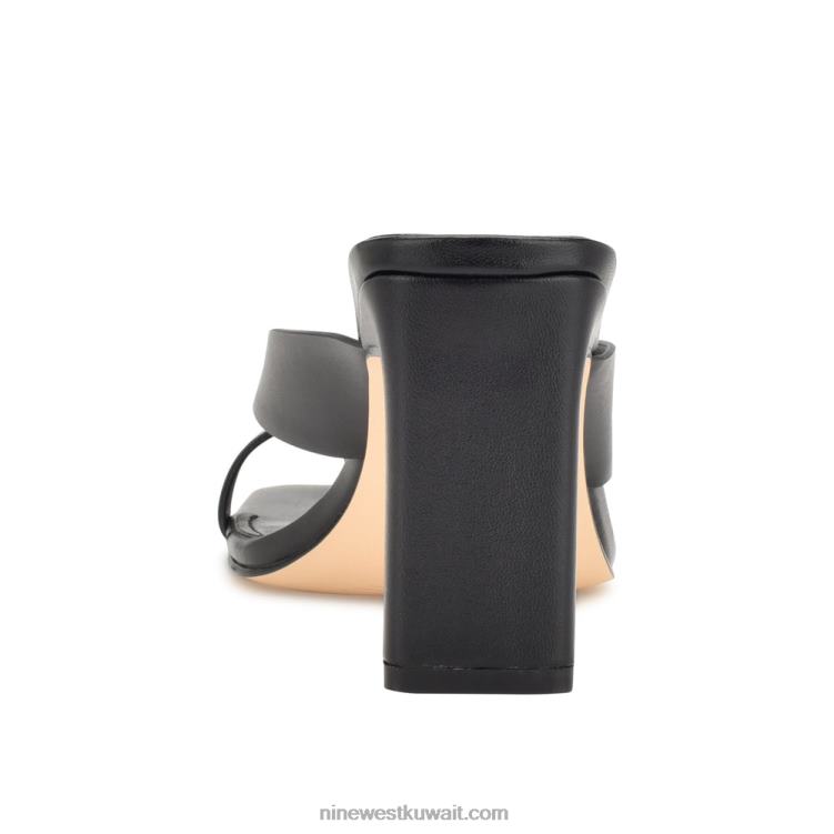 Nine West صندل ثونغ بكعب من durlife أسود VVL08175