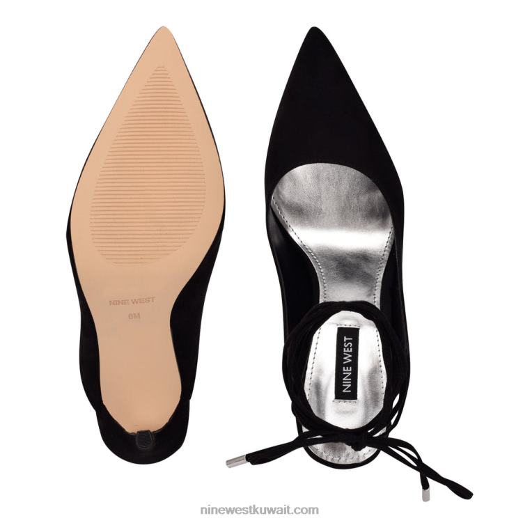 Nine West فستان برباط من feya جلد الغزال الأسود VVL081442