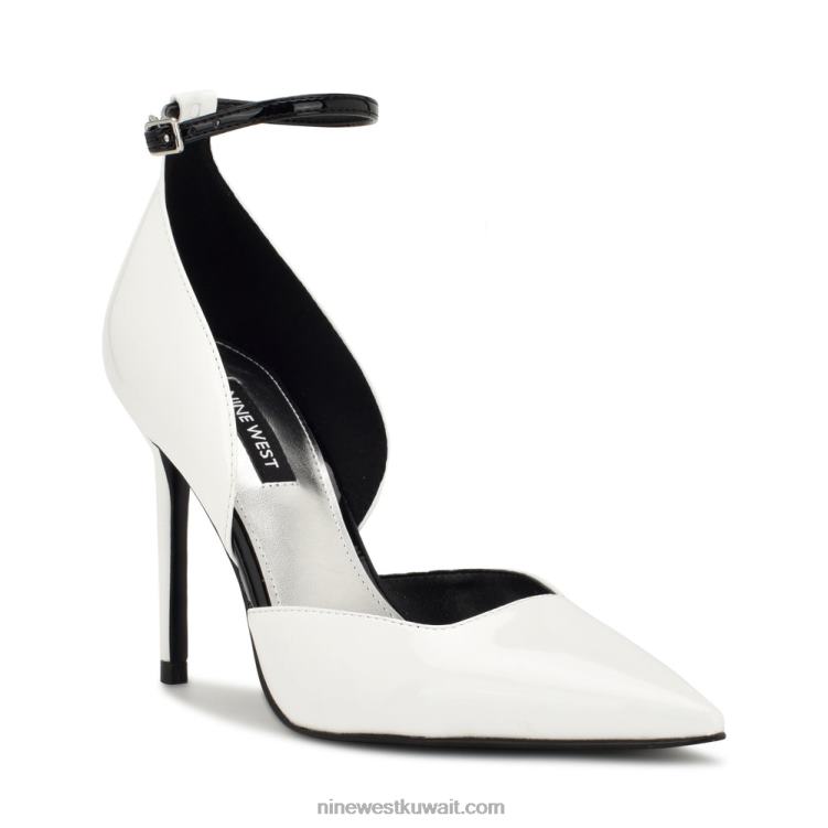 Nine West finda d'orsay حذاء عالي الكعب براءة اختراع بيضاء VVL081588
