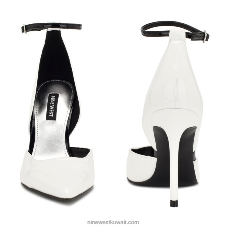 Nine West finda d'orsay حذاء عالي الكعب براءة اختراع بيضاء VVL081588