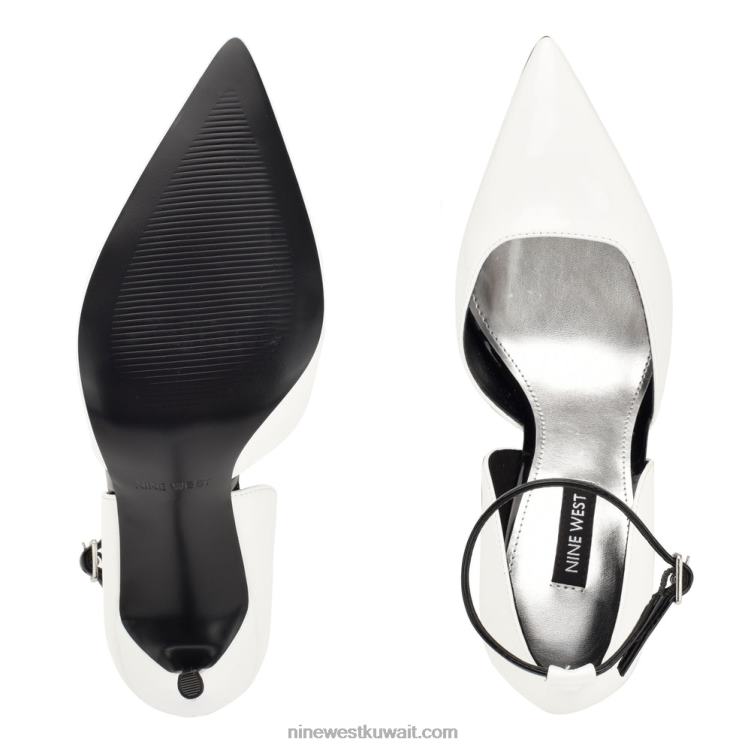 Nine West finda d'orsay حذاء عالي الكعب براءة اختراع بيضاء VVL081588