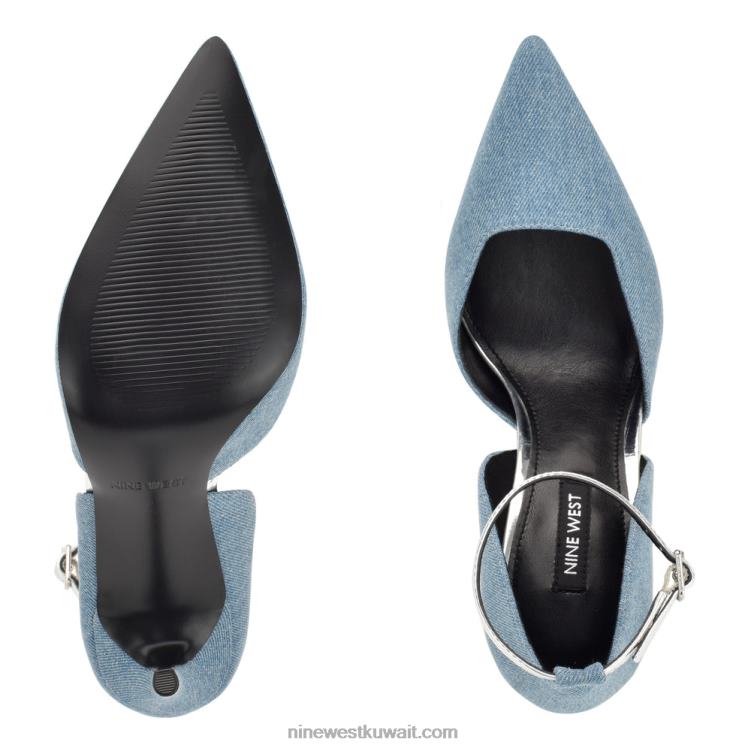 Nine West finda d'orsay حذاء عالي الكعب الدنيم الأزرق VVL08872