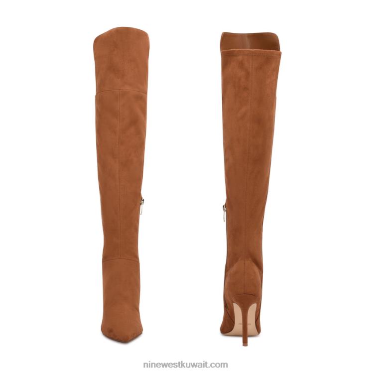 Nine West forbs فوق أحذية بكعب في الركبة كونياك من جلد الغزال VVL081697